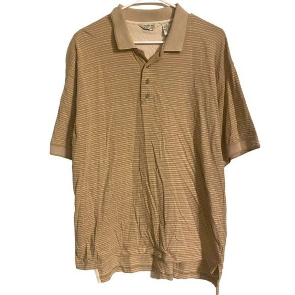 Reebok Golf Vintage‎ Tan Striped Polo Men’s Large